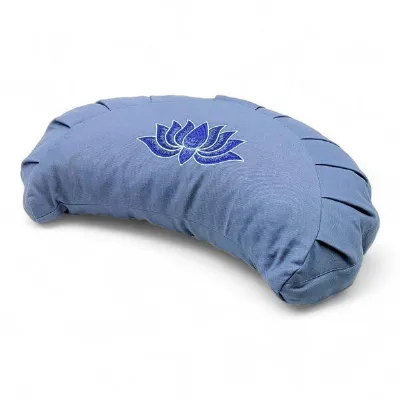 BAGHI BAGHI Meditationskissen Halbmond pastellige Farben Lotus Bestickung - aus Bio-Baumwolle kbA zertifiziert Sitzhöhe 14 cm