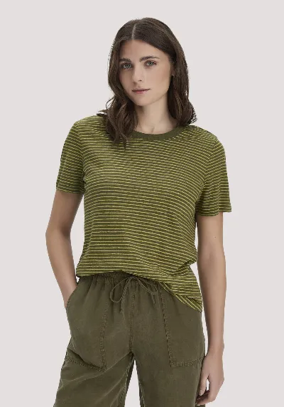 hessnatur hessnatur Damen Streifen T-Shirt Relaxed aus Leinen mit Bio-Baumwolle - grün