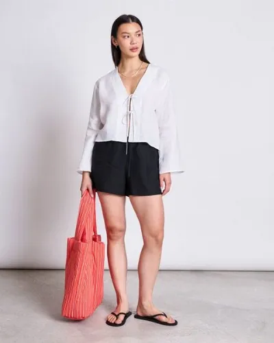 JAN N JUNE JAN N JUNE LEINEN DRAWSTRING SHORTS MARUM