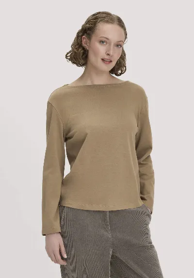 hessnatur hessnatur Damen Heavy Jersey Longsleeve Relaxed aus Bio-Baumwolle - braun