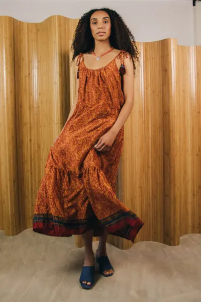 el.résidu el.résidu Damen vegan Kleid Myra Dark Orange