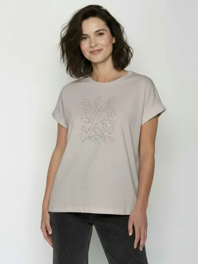 GreenBomb GREENBOMB Leafline Loony - Sportliches T-Shirt aus Bio-Baumwolle mit Rollup Sleeve / hochwertiger Print / GOTS / Fair & Vegan