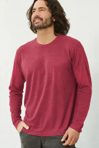HempAge Hempage Herren vegan Langarmshirt Basic Sangria