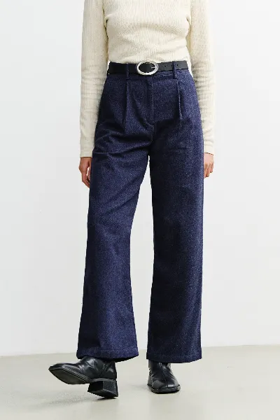 Rotholz Rotholz Damen vegan Hose Mit Hoher Taille Aus Flanell Dunkel