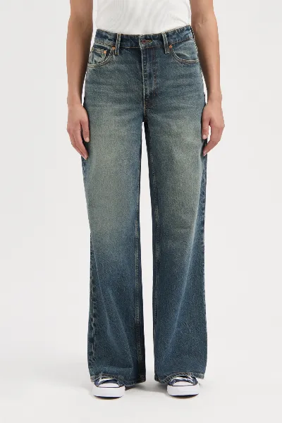 Kuyichi Kuyichi Damen vegan Jeans Flare Harper Retro Blau