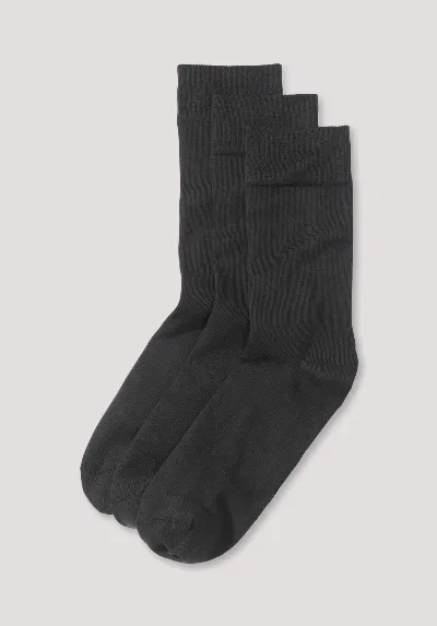 hessnatur hessnatur Herren Socken im 3er-Pack aus Bio-Baumwolle - schwarz - Größe 43-45