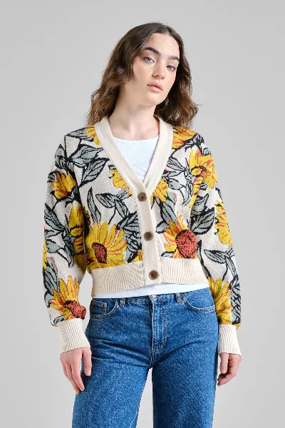 dedicated Cardigan Kanan Sunflower AOP Off White