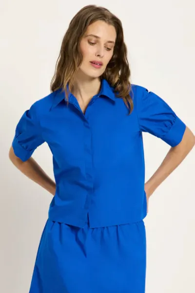 LANIUS Lanius Damen vegan Bluse Mit Puffärmeln Lapisblau