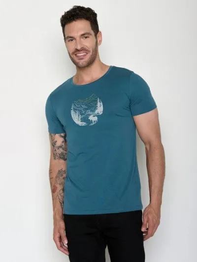 GreenBomb GREENBOMB Moose Creek Guide - Sportliches T-Shirt aus Bio-Baumwolle / hochwertiger Print / GOTS / Fair & Vegan