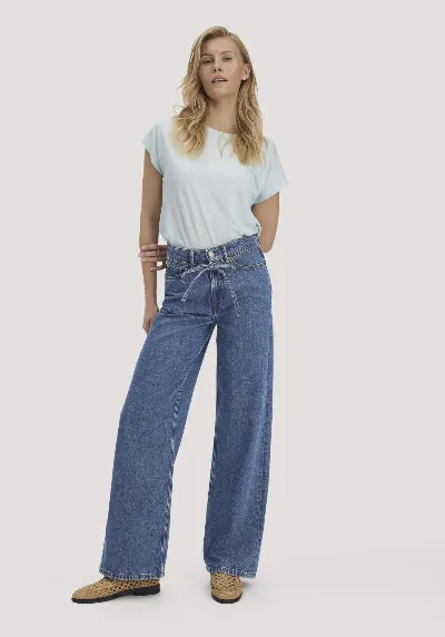 hessnatur hessnatur Damen Jeans ALVA Wide Leg Soft aus Bio-Baumwolle mit TENCEL™ Lyocell - blau