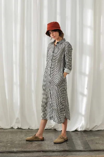 TWOTHIRDS TWOTHIRDS Damen vegan Kleid Pollan Schwarz & WeiÃŸ Vichy