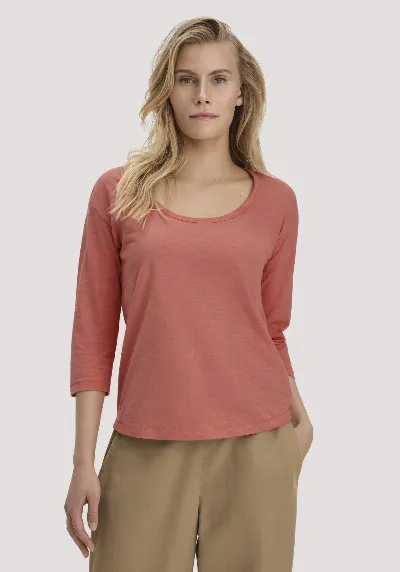 hessnatur hessnatur Damen Light Slub Longsleeve Relaxed aus Bio-Baumwolle - orange