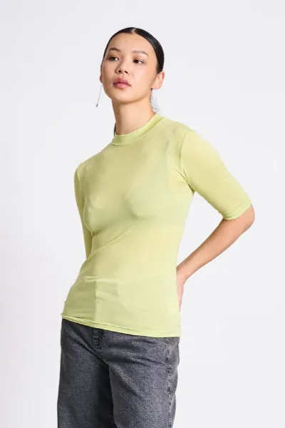 JAN N JUNE JAN 'N JUNE Damen vegan T-Shirt High Neck Tarma Granny Smith Grün