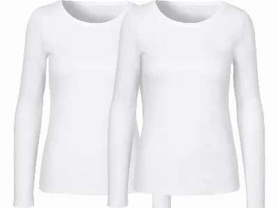 Neutral Neutral 2er-Pack Bio-Damen-Langarmshirt mit Rundhalsausschnitt, weiß,