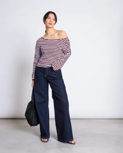 JAN N JUNE JAN N JUNE Offshoulder-Longsleeve ARBA gestreift