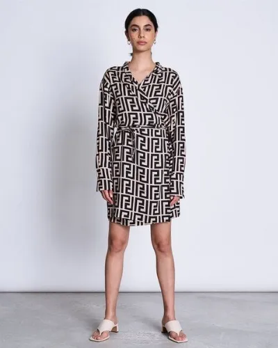 JAN N JUNE JAN N JUNE Wickelkleid OFELIA Meander Print