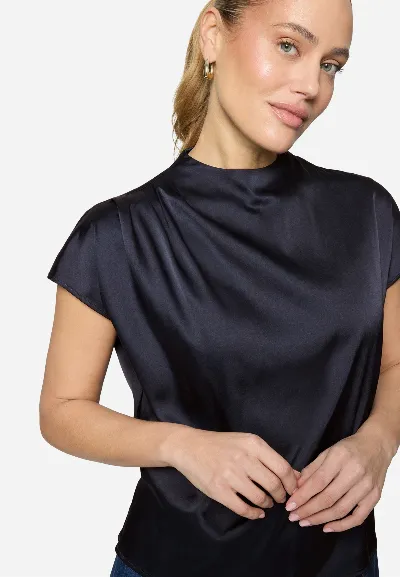 zero Satinbluse  mit Stehkragen