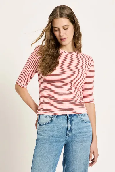 Lanius T-Shirt Stripes Rot