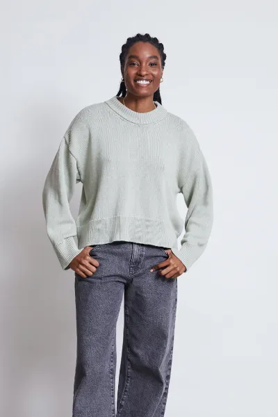 JAN N JUNE JAN 'N JUNE Damen vegan Pullover Yagmur Vintage Spitze Grau