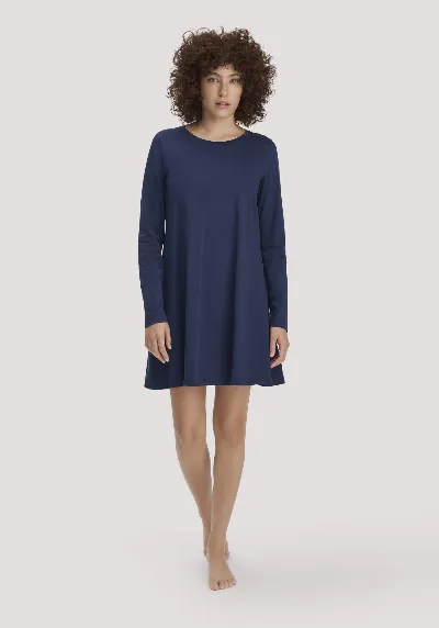 hessnatur hessnatur Damen Nachthemd PURE COTTON aus Bio-Baumwolle - blau