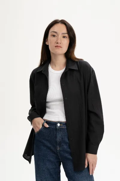 MELA MELA Damen vegan Bluse Naitee Holzkohle