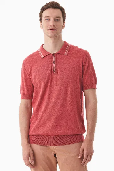 ORGANICATION ORGANICATION Herren vegan Gestricktes Polohemd Leuchtend Rot
