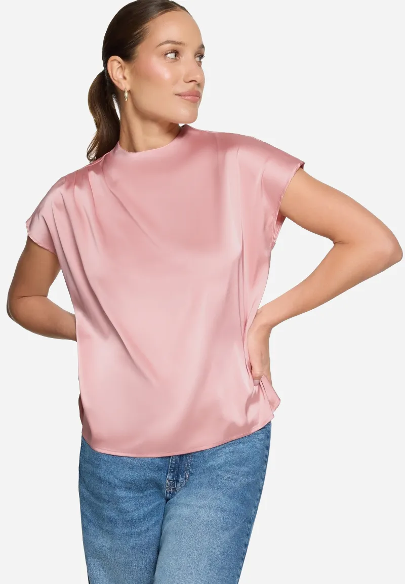zero Satinbluse  mit Stehkragen