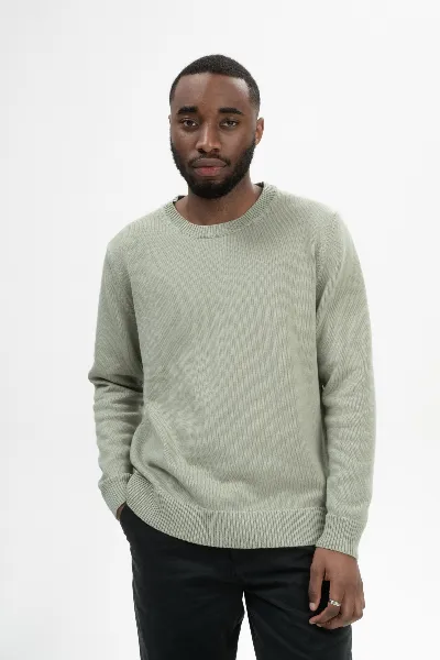 MELA MELA Herren vegan Strickpullover Charun Grüner Ton