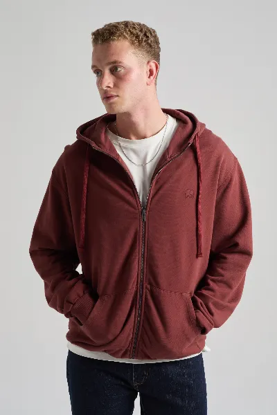 Trendsplant Trendsplant Herren vegan Zip Hoodie Essential Andorra Brown