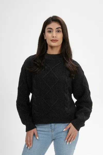 MELA MELA Damen vegan Strickpullover Cable Samaira