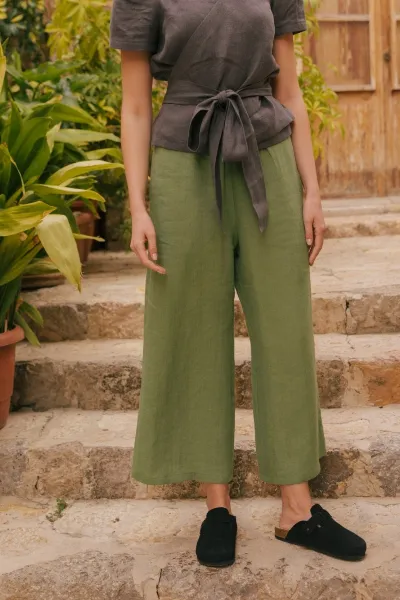 AmourLinen AmourLinen Damen vegan Hose Tokyo Matcha
