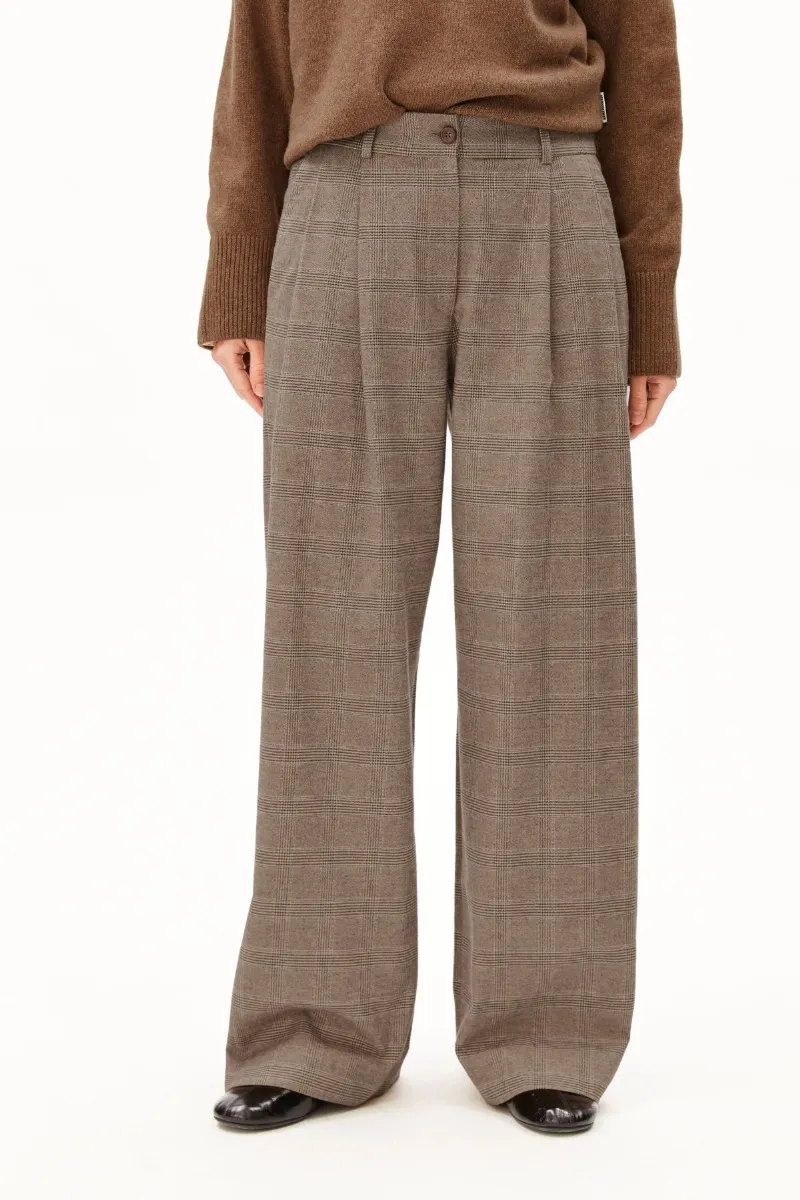 ARMEDANGELS Hose Check Wide Pleated Beige