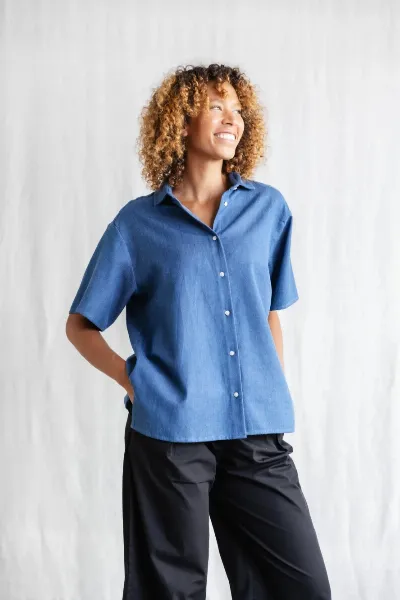 Jyoti Fair Works Jyoti Fair Works Damen vegan Hemd Nehani Denim Blau