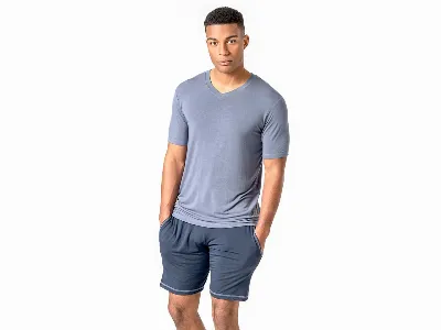 Living Crafts Living Crafts Herren-Schlafanzug kurz ALESSANDRO aus 94 % Modal, night blue,