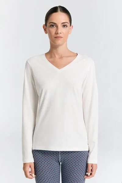Leela Cotton Leela Cotton Damen V-Neck Langarmshirt