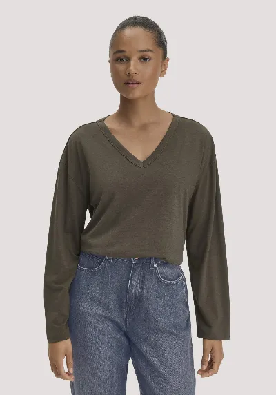 hessnatur hessnatur Damen Longsleeve Oversize aus TENCEL™ Lyocell und Bio-Baumwolle - grün