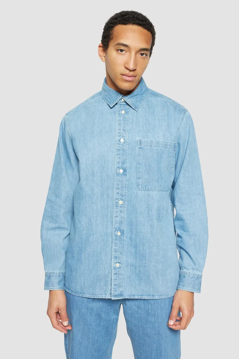 KnowledgeCotton Apparel KnowledgeCotton Apparel Herren vegan Hemd Denim Hellblau Denim