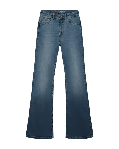 Kuyichi Kuyichi Damen vegan Jeans Flare Lisette Super Aged Blue
