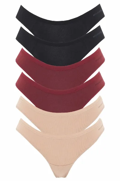 ORGANICATION ORGANICATION Damen vegan Multipack 6er-Pack Tanga Kavinn Schwarz, Beige & Bordeaux