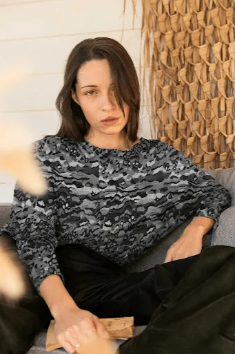 WiDDA WiDDA Damen vegan Longsleeve Slabby Graphic Pattern