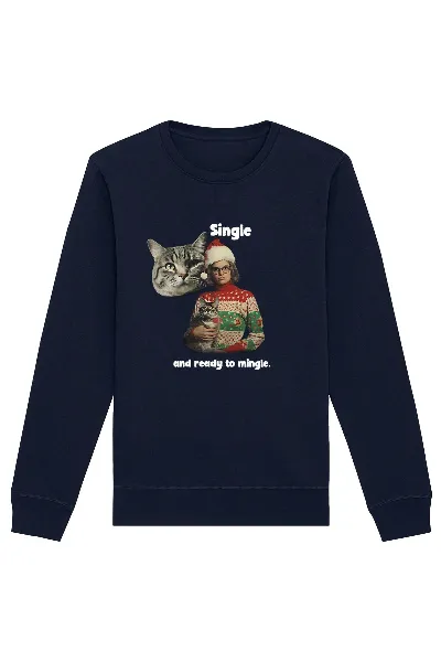 Oat Milk Club Oat Milk Club Damen vegan Sweatshirt Single And Ready To Mingle Marineblau