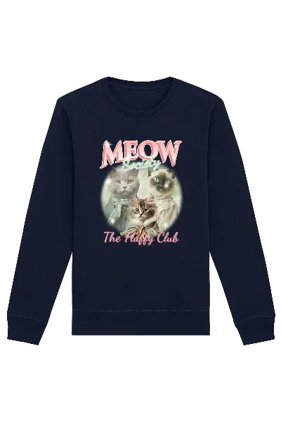 Oat Milk Club Oat Milk Club Damen vegan Sweatshirt Meow Society Marineblau