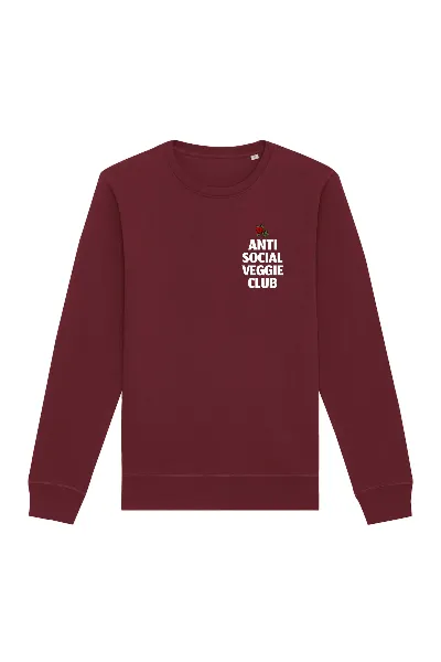 Oat Milk Club Oat Milk Club Damen vegan Sweatshirt Anti Social Veggie Club Maroon
