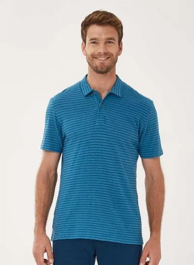 ORGANICATION ORGANICATION Gestreiftes Poloshirt aus Leinengemisch