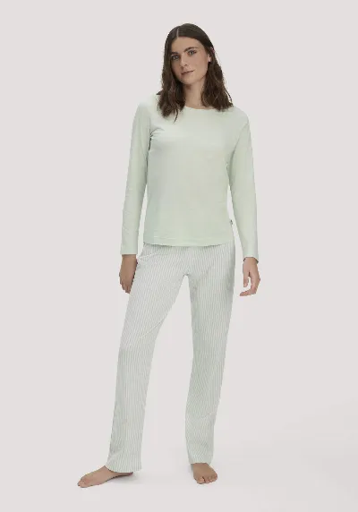 hessnatur hessnatur Damen Schlafhose PURE COTTON aus Bio-Baumwolle - grün