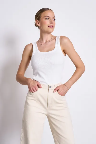 JAN N JUNE JAN 'N JUNE Damen vegan Rib Top Talli White