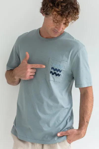 TWOTHIRDS TWOTHIRDS Herren vegan T-Shirt Dunmoran Lead Sea Blue