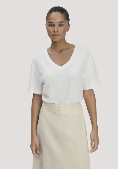 hessnatur hessnatur Damen T-Shirt Oversize aus Leinen und Bio-Baumwolle - weiß