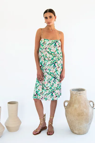 Neu Nomads Neu Nomads Damen vegan Slip Dress Boxy Julianne Pixel Print