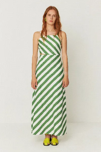 SKFK SKFK Damen vegan Kleid Aura GrÃ¼n/WeiÃŸ